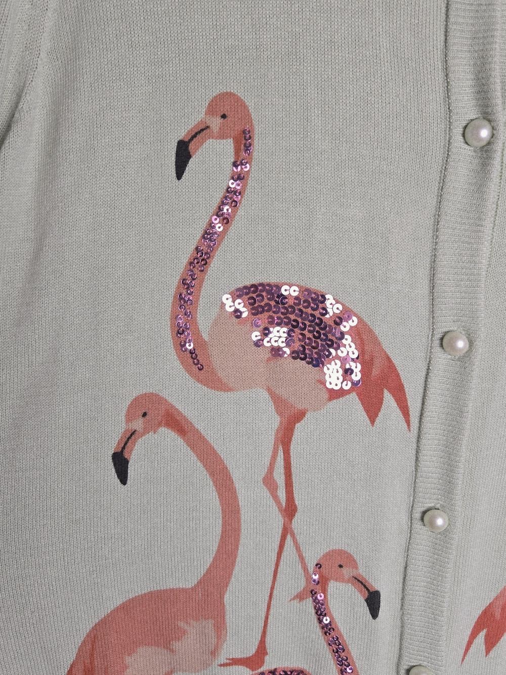Anthony Original Mint Green Flamingo Cardigan Size XL Pearl button Soft Light - Picture 3 of 6
